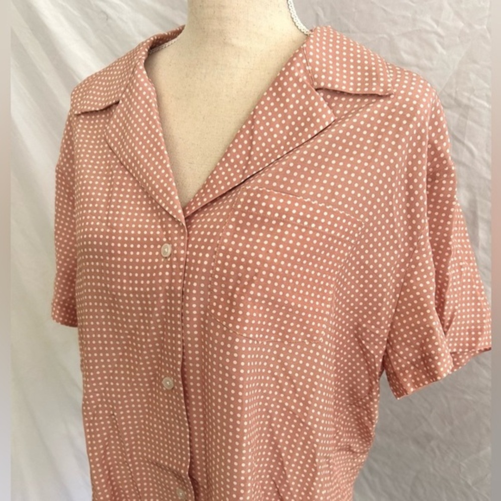 Solid & Striped Dahlia Top Baby Polkadot Taupe Button Front Collared Large - Picture 4 of 8